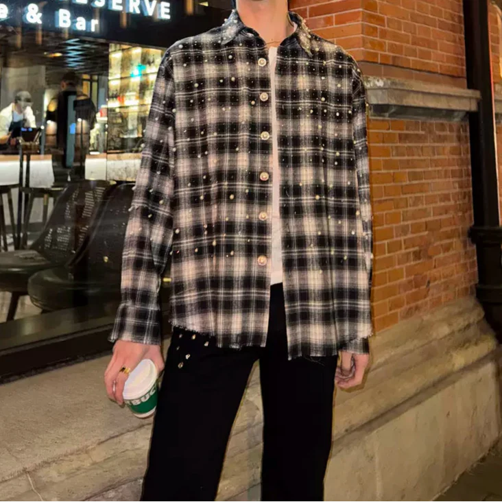 パールシャインチェックシャツ mf3208