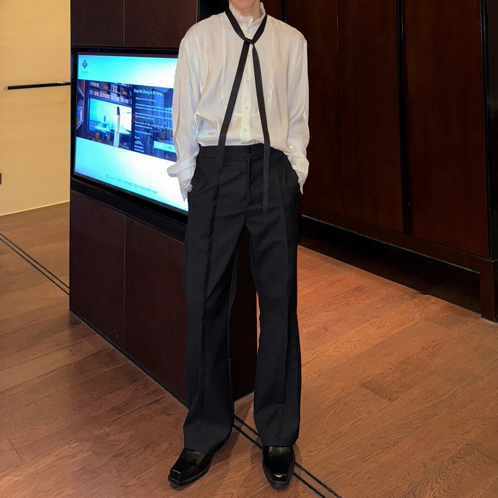 レースサテンクラシカルシャツ mf3310