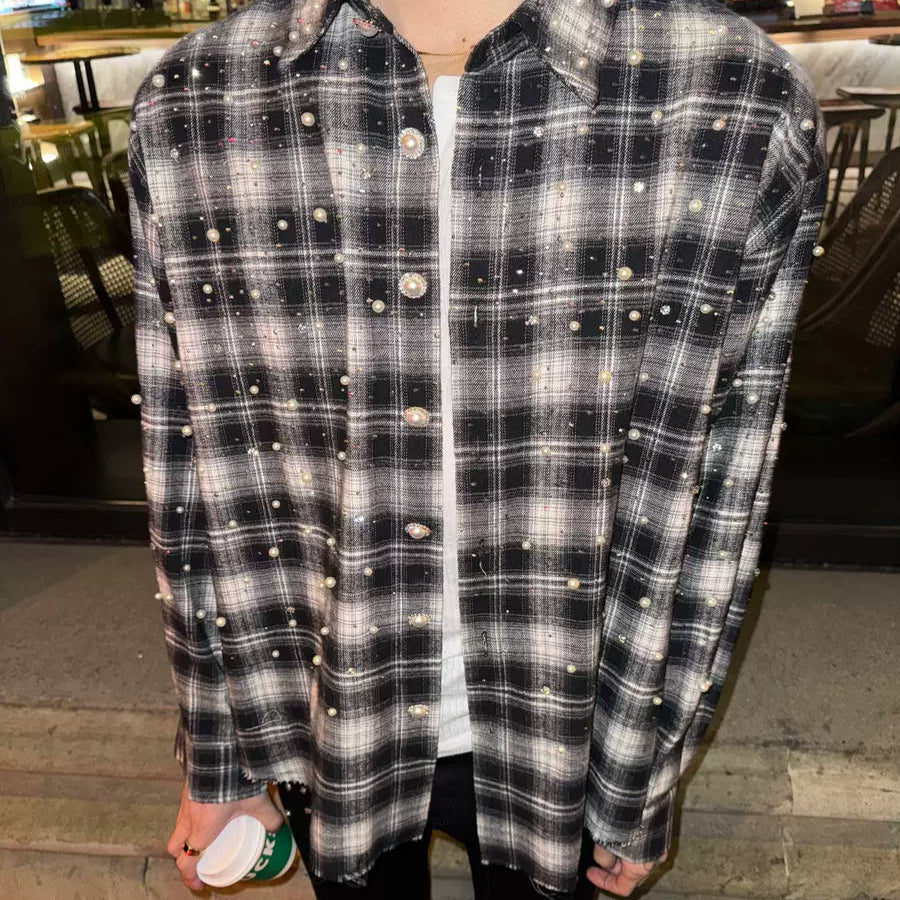 パールシャインチェックシャツ mf3208