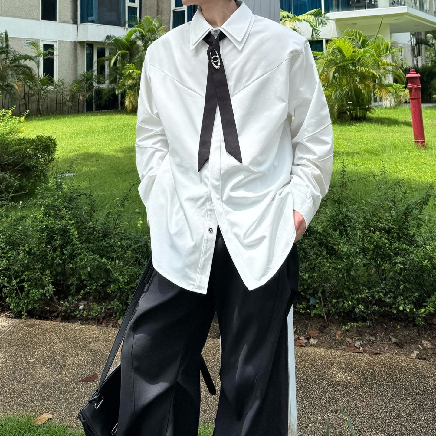 モノトーンタイデザインモードシャツ mf3102