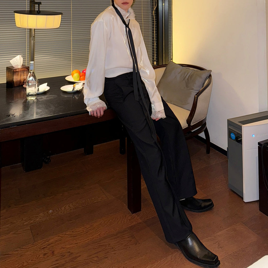 レースサテンクラシカルシャツ mf3310