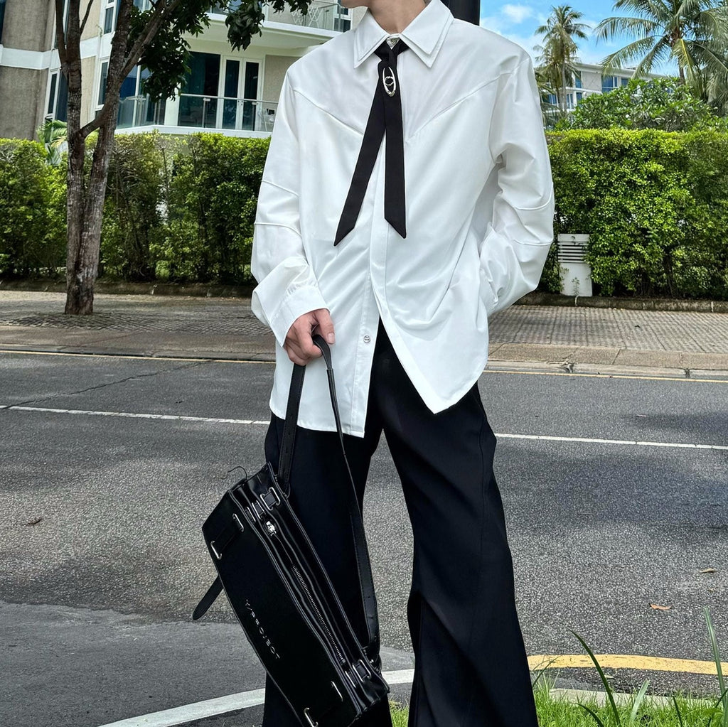 モノトーンタイデザインモードシャツ mf3102