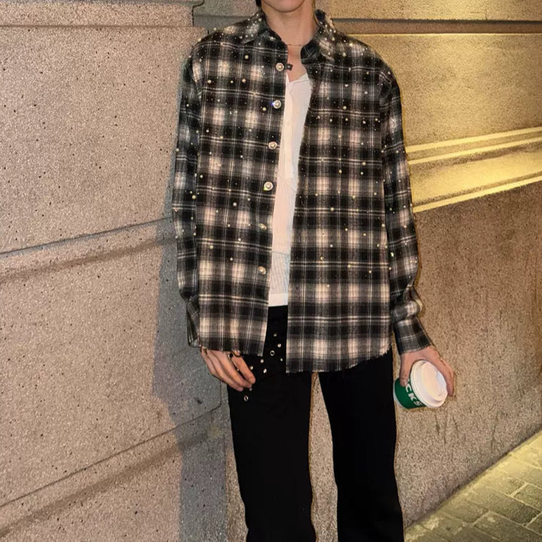 パールシャインチェックシャツ mf3208