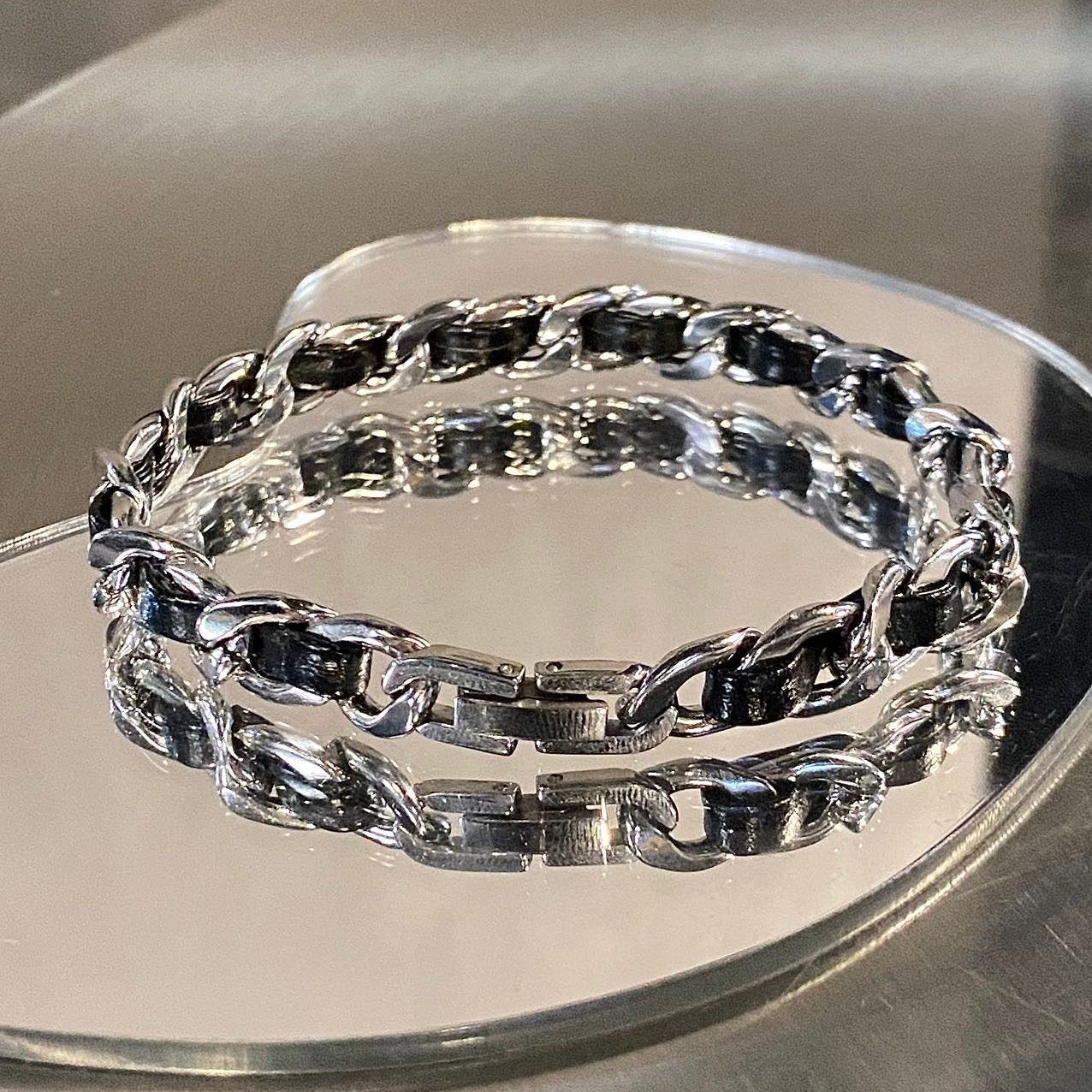 ヴィンテージチェーンレザーブレスレット mf2896