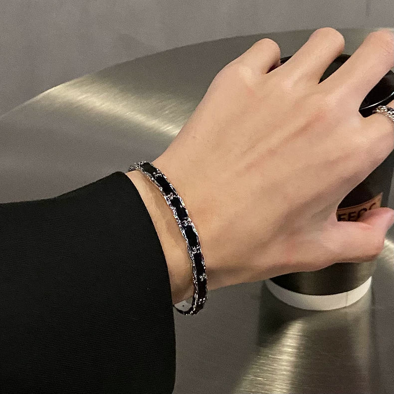 ヴィンテージチェーンレザーブレスレット mf2896