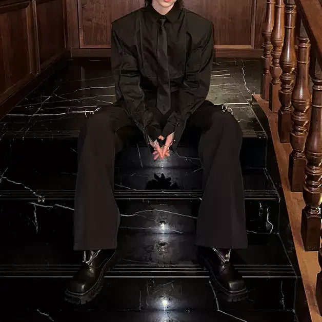 モードサテンタッチネクタイシャツ mf2938