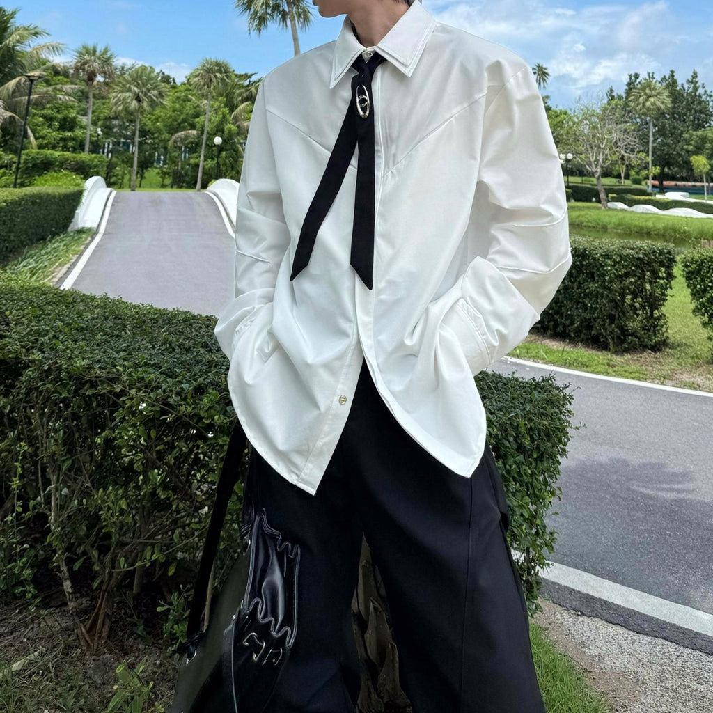 モノトーンタイデザインモードシャツ mf3102