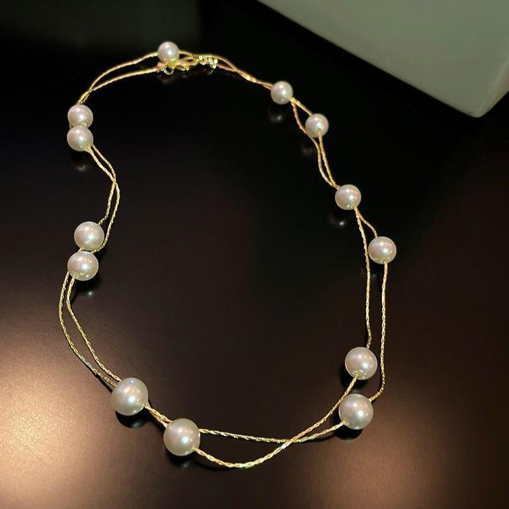 ゴールドダブルパールネックレス