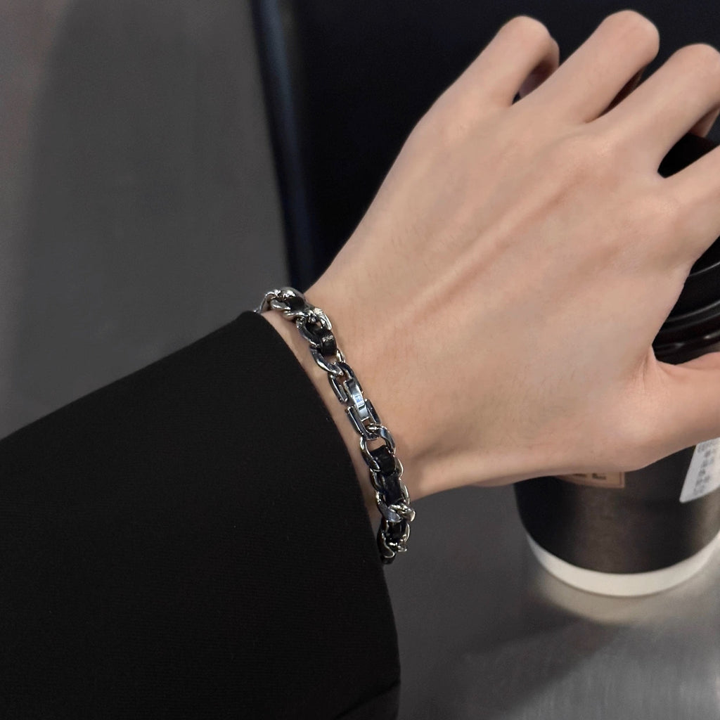 ヴィンテージチェーンレザーブレスレット mf2896