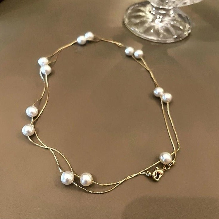 ゴールドダブルパールネックレス