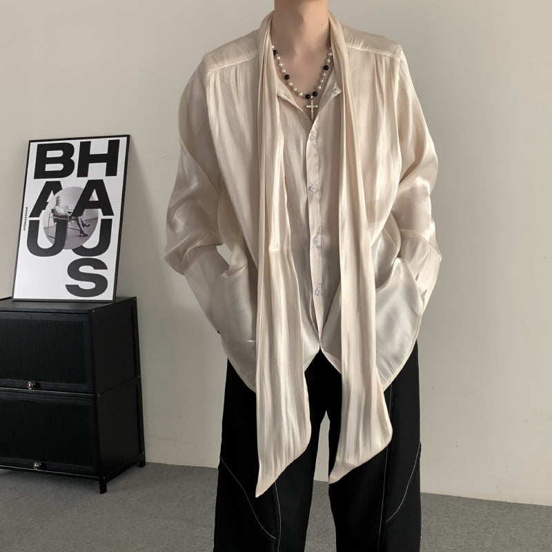 ラグジュアリーシルクリボンシャツmf2422