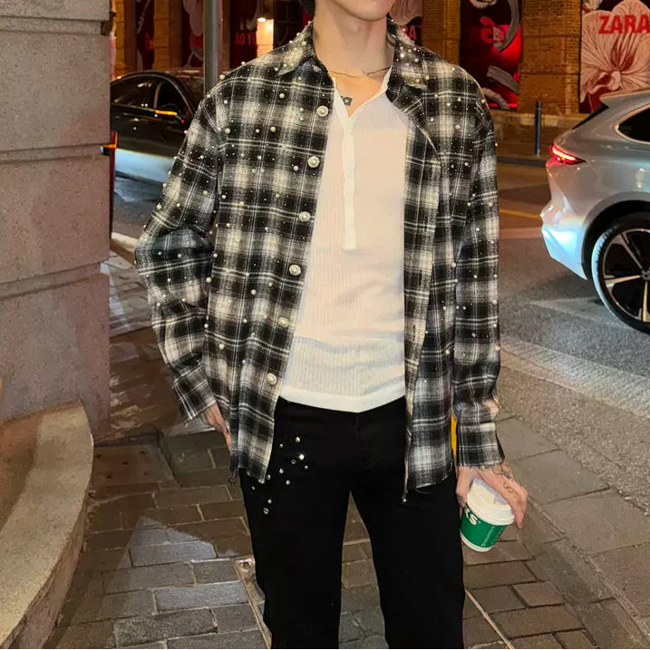 パールシャインチェックシャツ mf3208