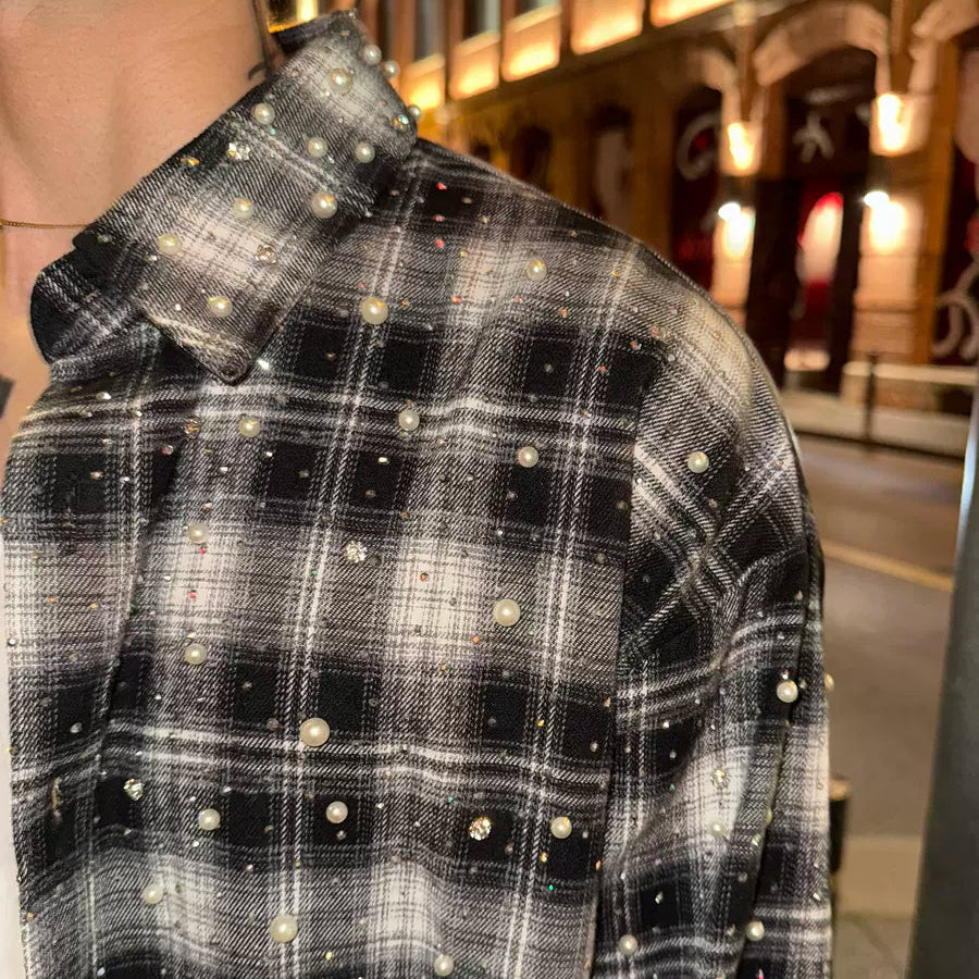 パールシャインチェックシャツ mf3208