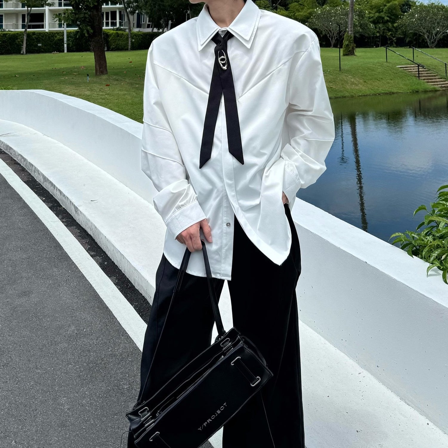 モノトーンタイデザインモードシャツ mf3102