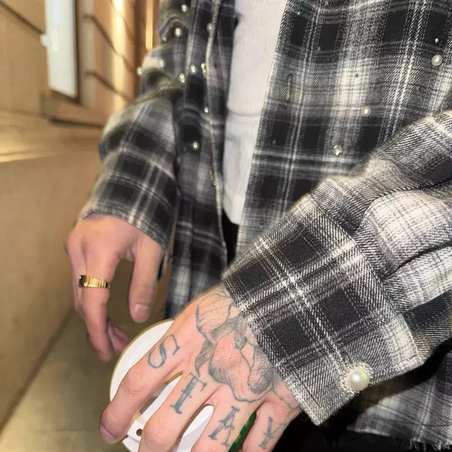 パールシャインチェックシャツ mf3208