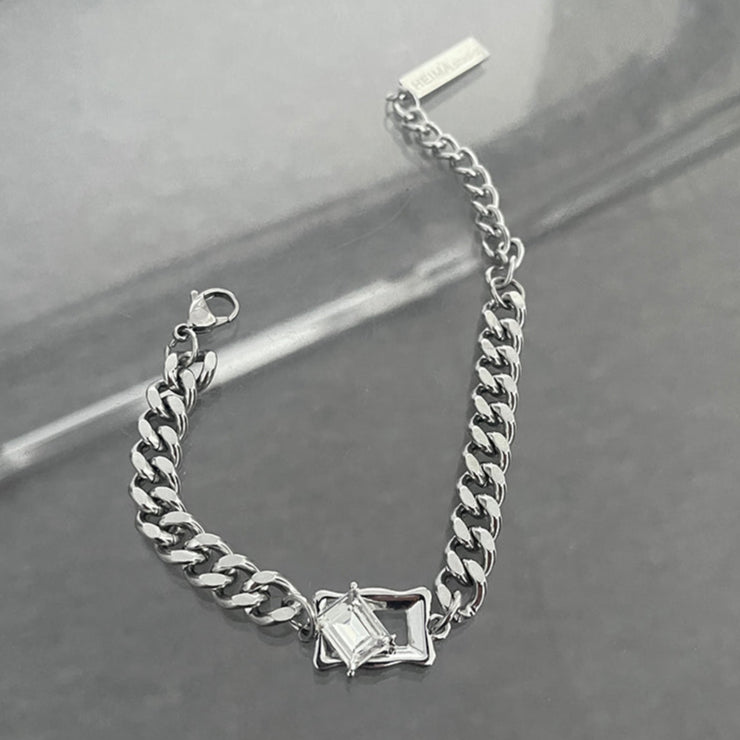 クリスタルシルバーコリアンブレスレット mf3437