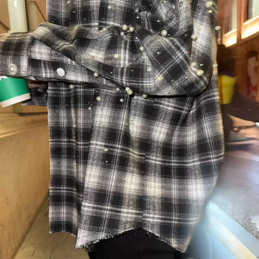 パールシャインチェックシャツ mf3208