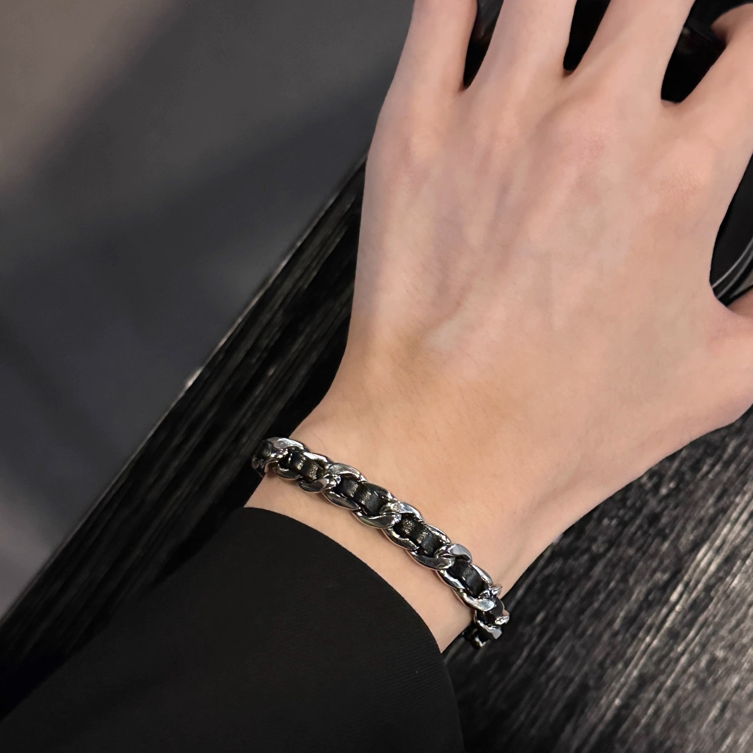 ヴィンテージチェーンレザーブレスレット mf2896