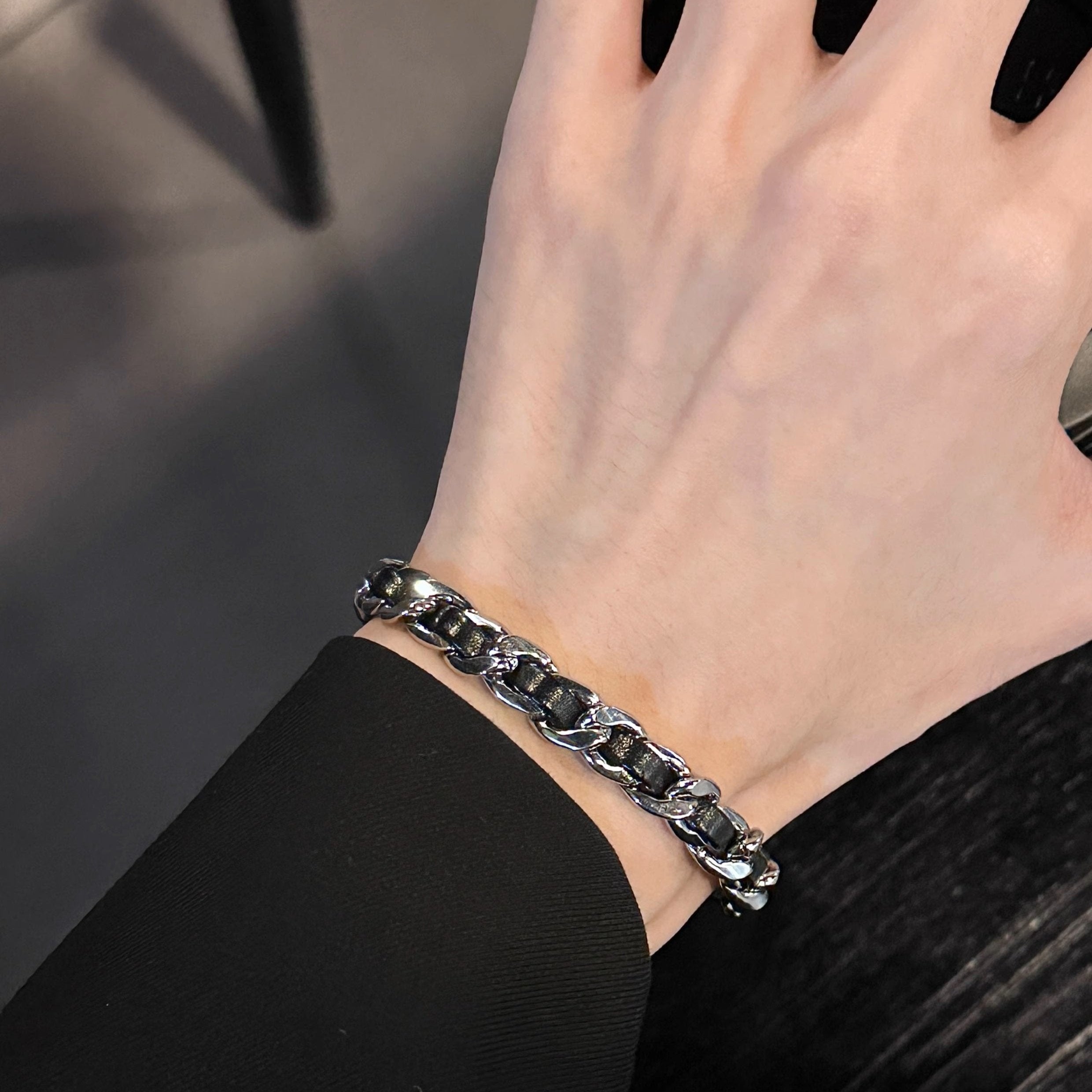 ヴィンテージチェーンレザーブレスレット mf2896