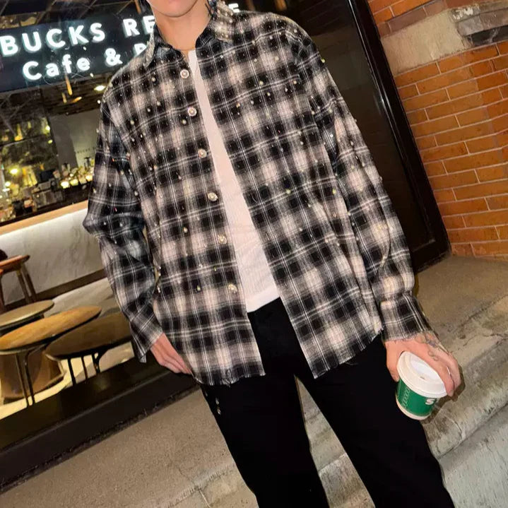 パールシャインチェックシャツ mf3208