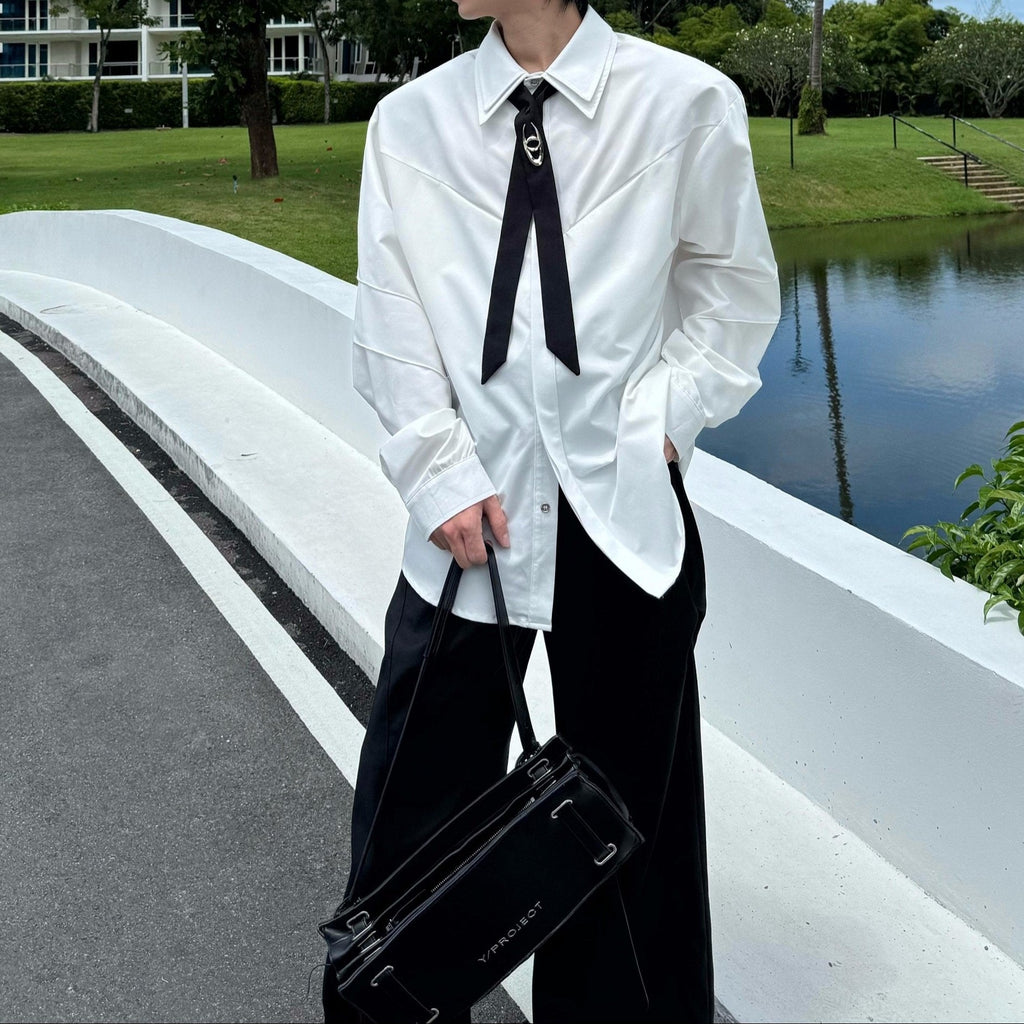 モノトーンタイデザインモードシャツ mf3102