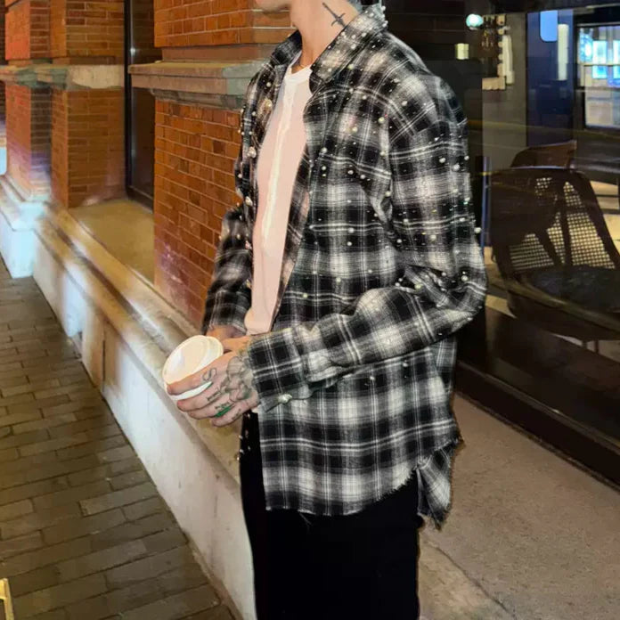 パールシャインチェックシャツ mf3208