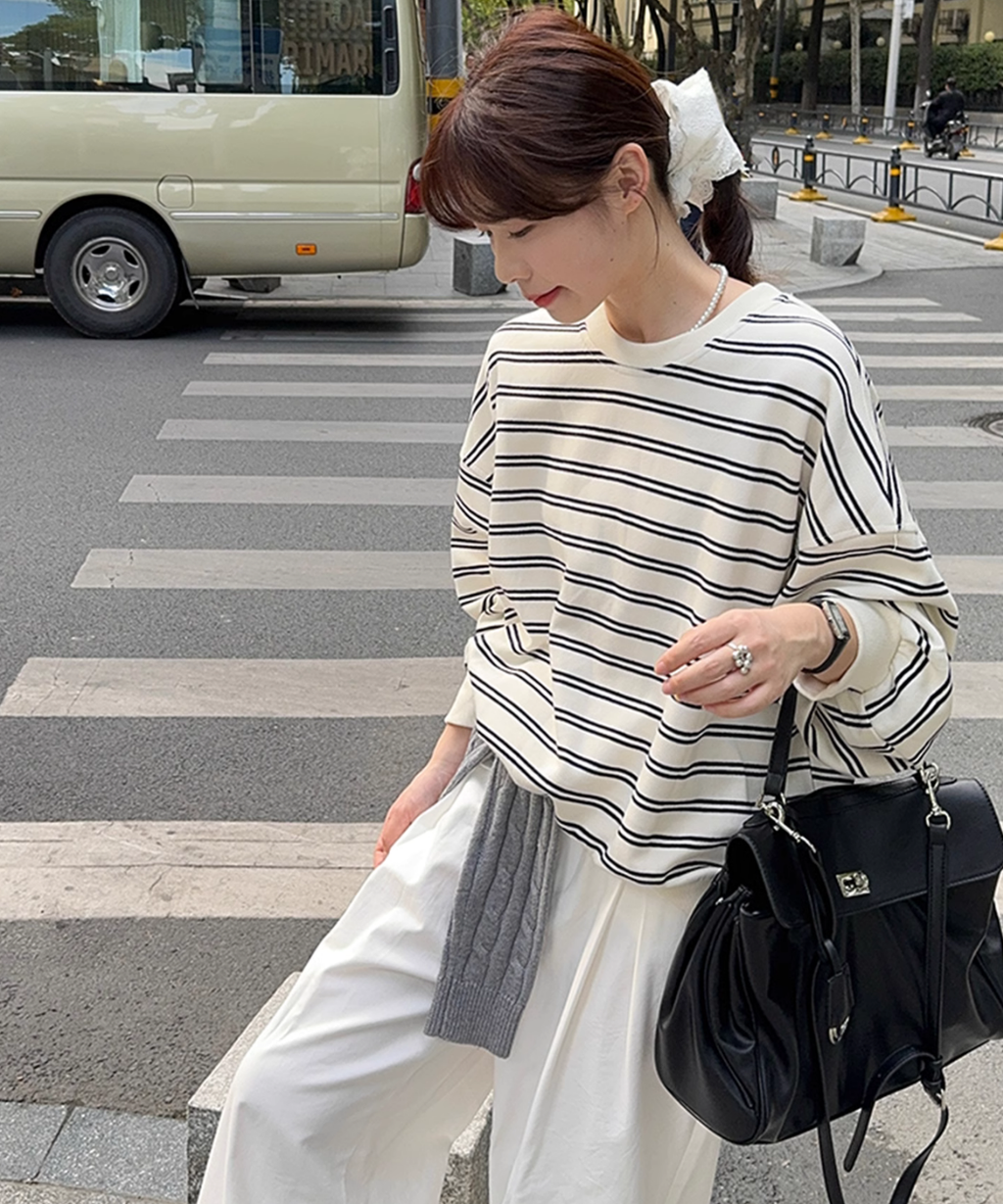 ボーダープルオーバースウェット