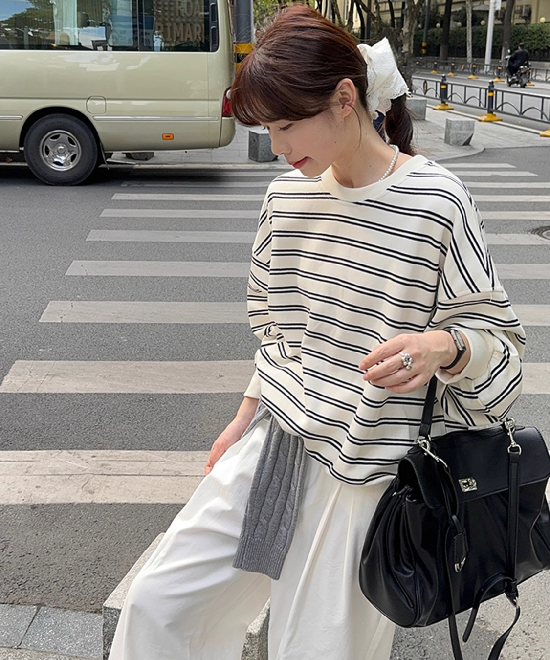 ボーダープルオーバースウェット