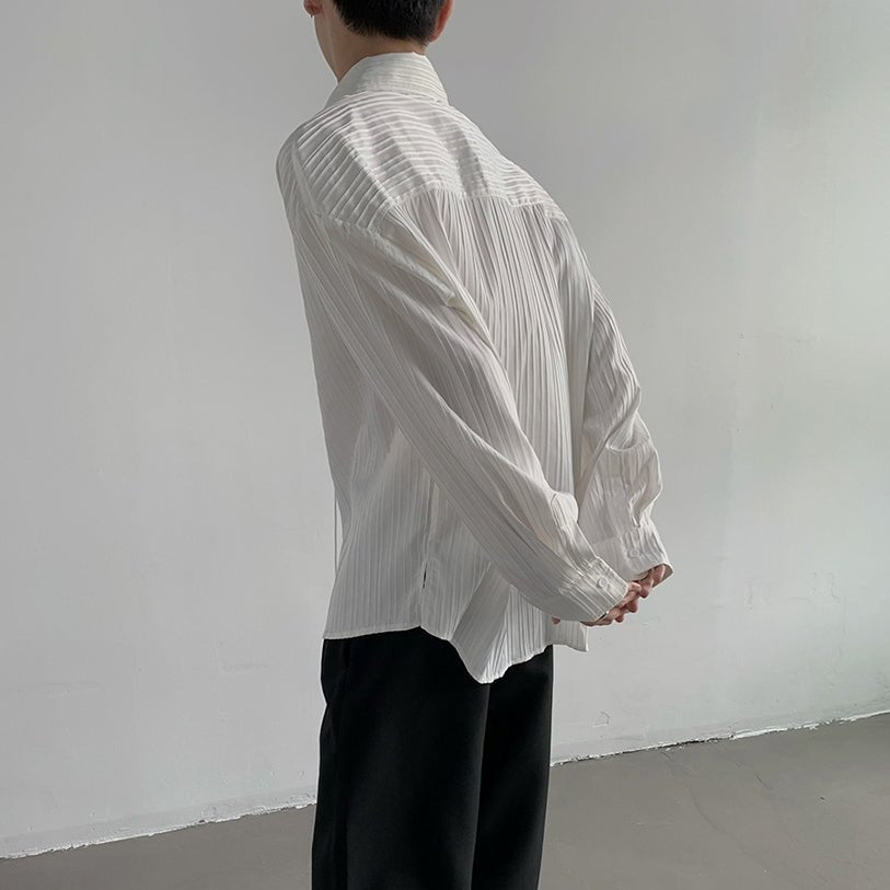 レースアップストライプシャツ mf2024