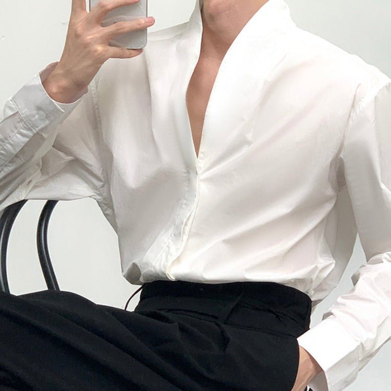 Vネックコリアンデザインシャツ mf1890