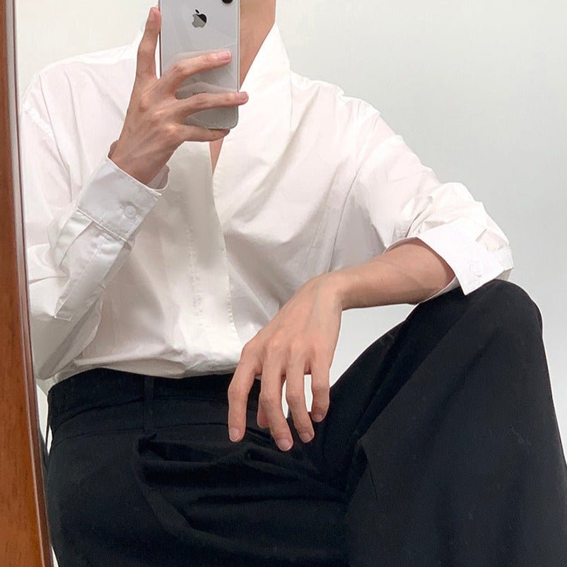 Vネックコリアンデザインシャツ mf1890